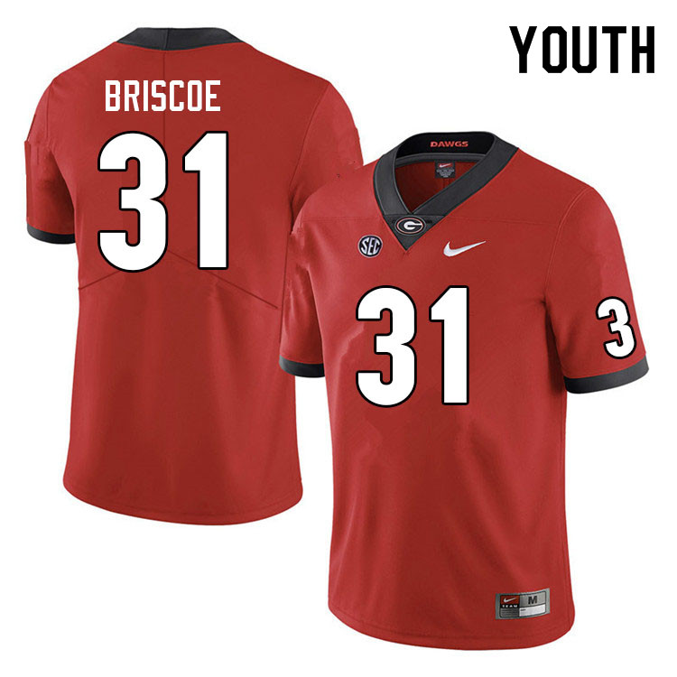 Youth #31 Grant Briscoe Georgia Bulldogs College Football Jerseys Sale-Red - Click Image to Close